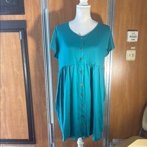 Heidi Teal Button-Down Women's Top